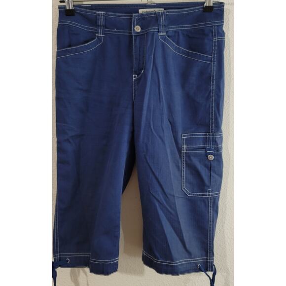Coldwater Creek Navy Blue Capri Pants P4 Exposed Stitching Lightweight Soft - Picture 1 of 5
